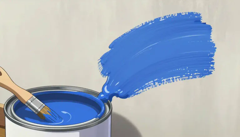 Visual representation of "paint" - A liquid that dries to form a thin colored layer
