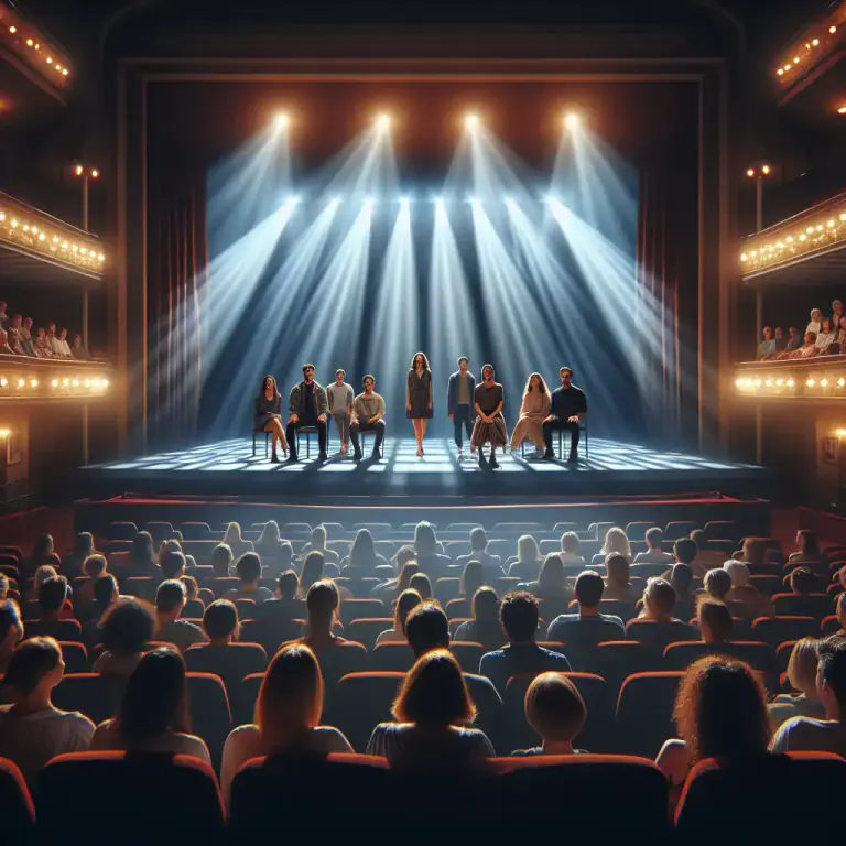 Visual representation of "stage" - To organize and present a play, concert or other show