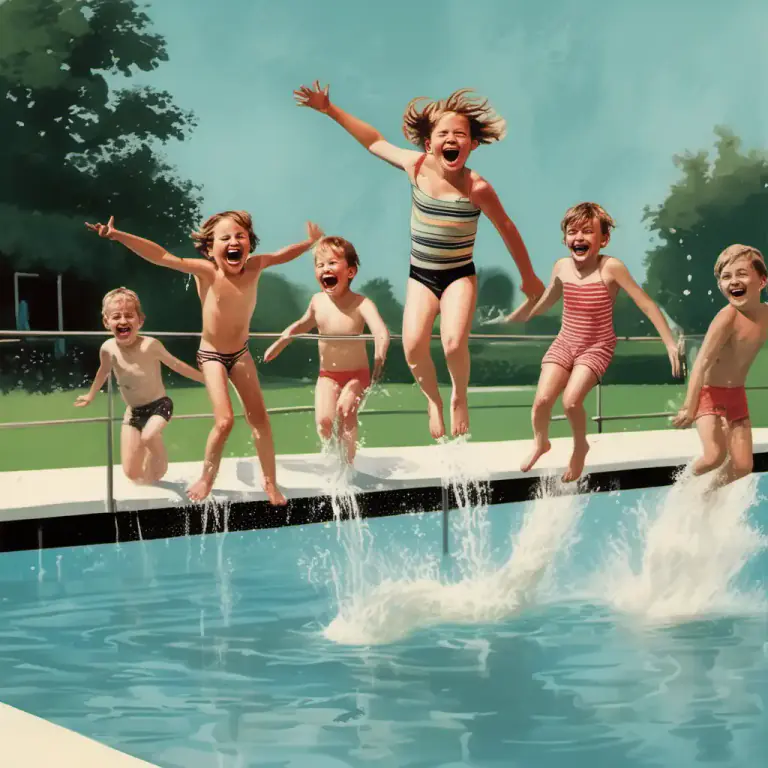 Visual representation of "splash down" - To fall or jump into water, creating a splash.