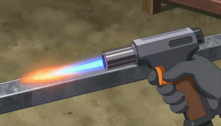 Visual representation of "blowtorch" - A blowtorch is a tool that produces a strong flame, often used for heating or cutting metal.