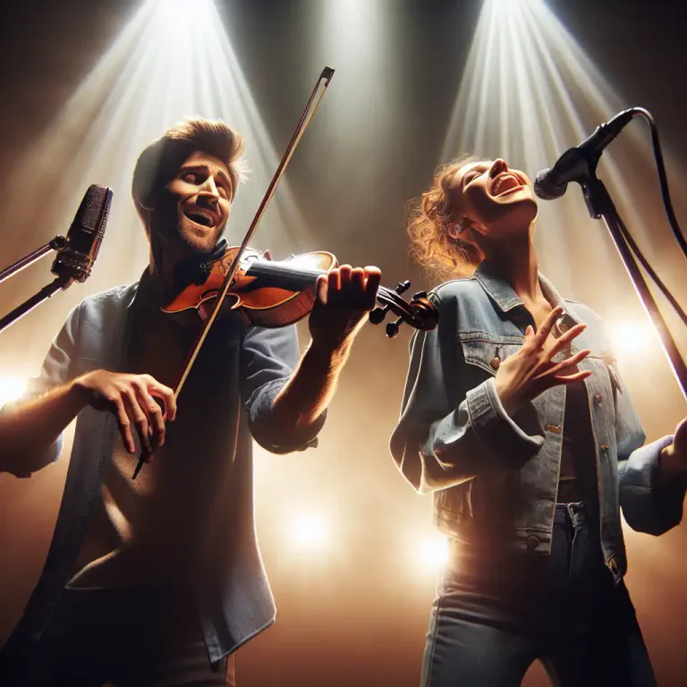 Visual representation of "duet" - Two people who are singing or playing musical instruments together