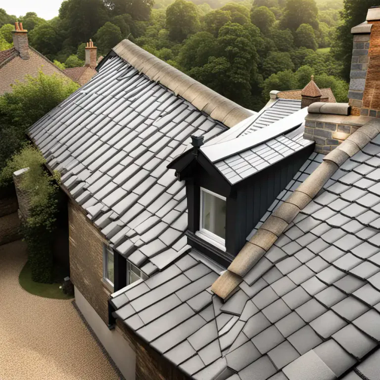Visual representation of "hip" - A part of a roof that slopes downward to join another part of the roof