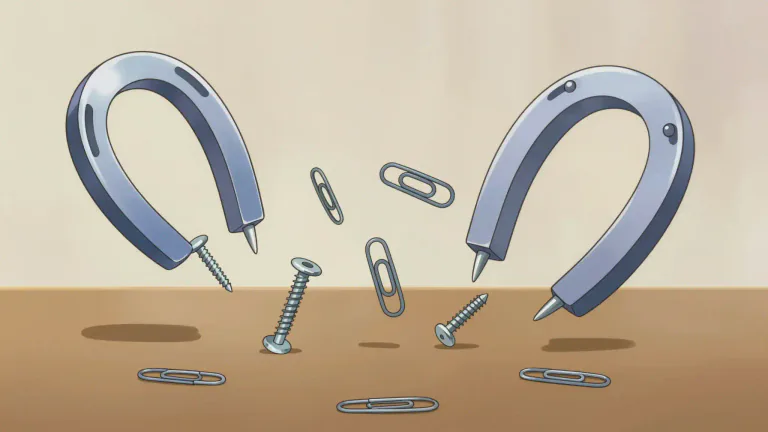 Visual representation of "magnetic" - Something that has the property to attract certain metals, like iron or steel.