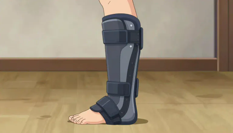 Visual representation of "bracer" - A device used to support a part of the body, like an arm or a leg.