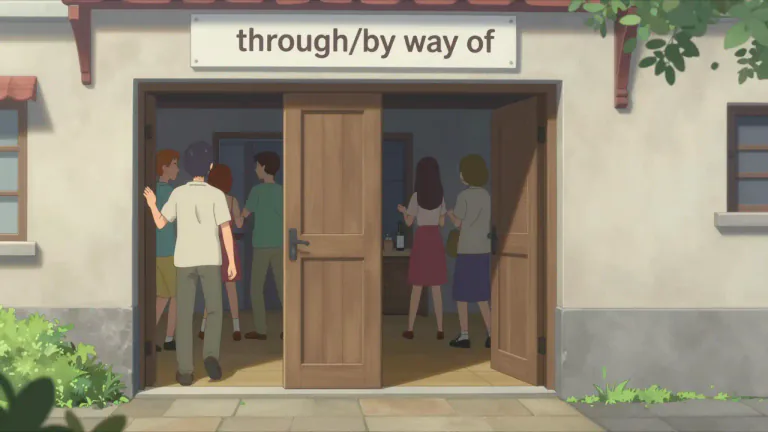 Visual representation of "via" - By way of; through