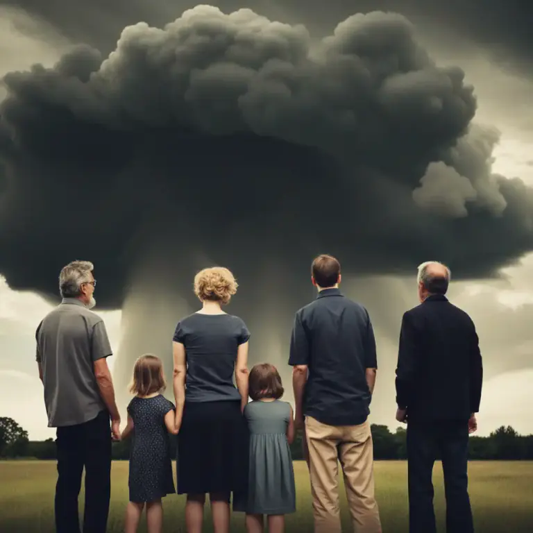 Visual representation of "thundercloud" - A situation or state of mind indicating trouble or disturbance.