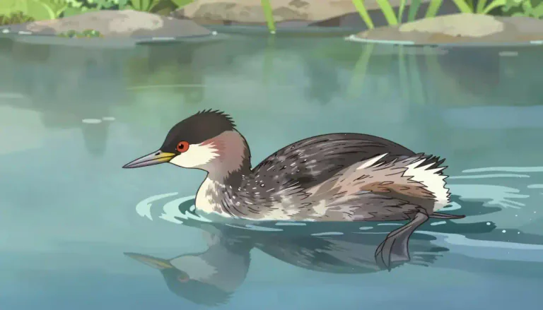 Visual representation of "grebe" - A small diving bird with a pointed bill, living mostly on water.