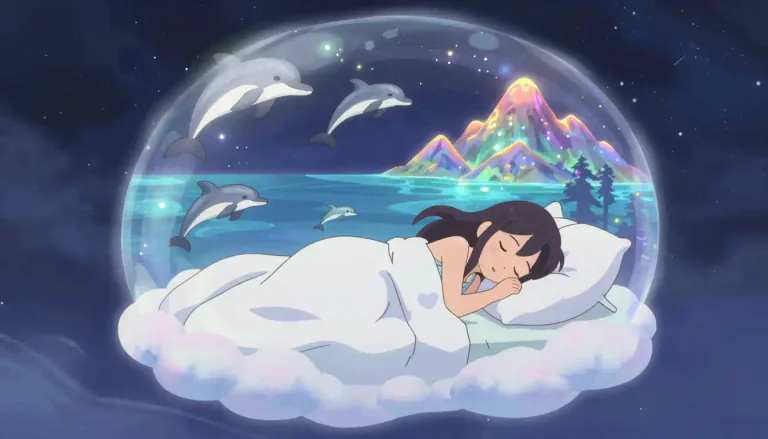 Visual representation of "dreamworld" - A mental space or imaginative environment created during sleep, where fantastical events and scenarios occur.
