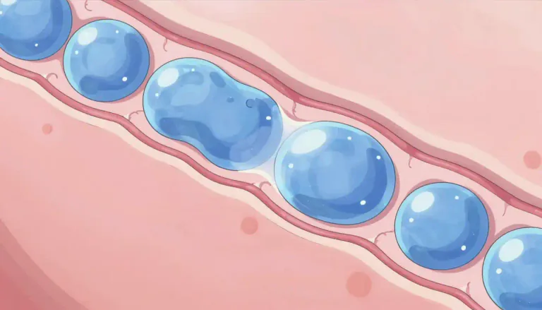 Visual representation of "hyaluronic" - A substance that is naturally found in the body and helps keep tissues hydrated and lubricated.