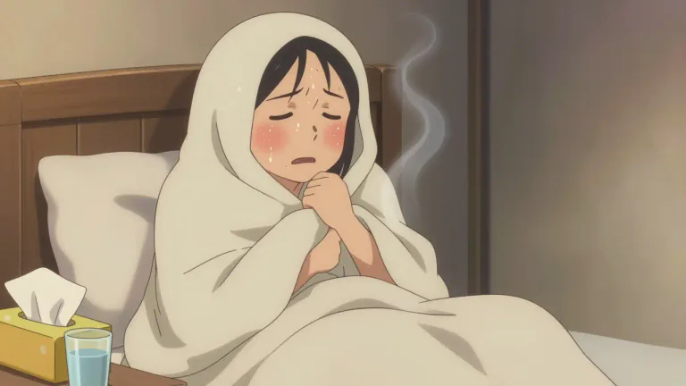 Visual representation of "feverish" - Having a high body temperature, like when you are sick.