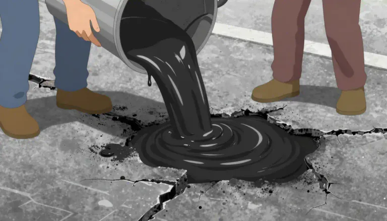 Visual representation of "bitumen" - A black, thick oil substance used to make roads.