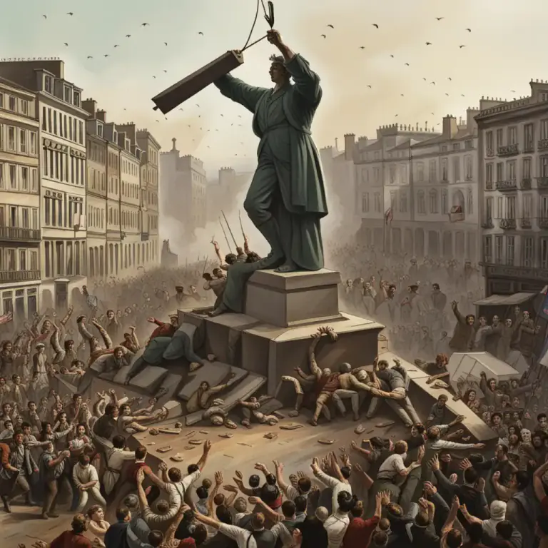 Visual representation of "be cast down" - To be thrown or removed from a high place or position