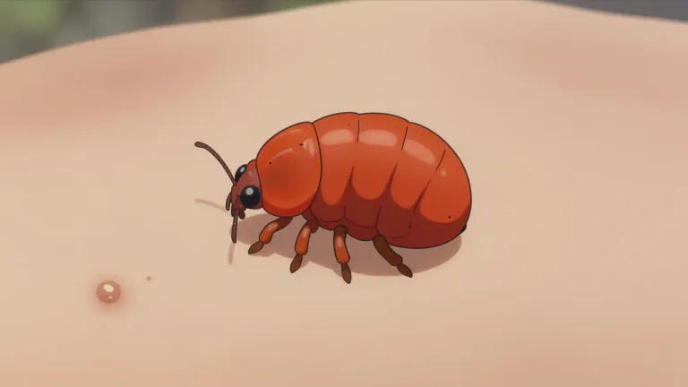 Visual representation of "chigger" - A small larval mite that feeds on the skin of humans and animals, causing irritation and itching.