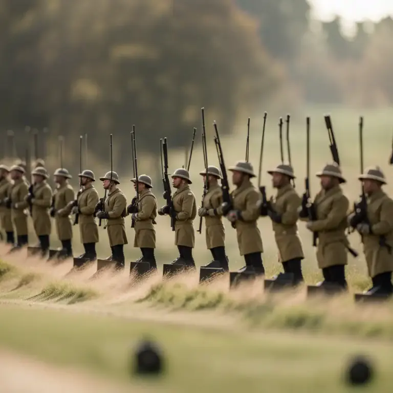 Visual representation of "break ranks" - In military terms, to lose the order of the line or column in which soldiers are standing or moving