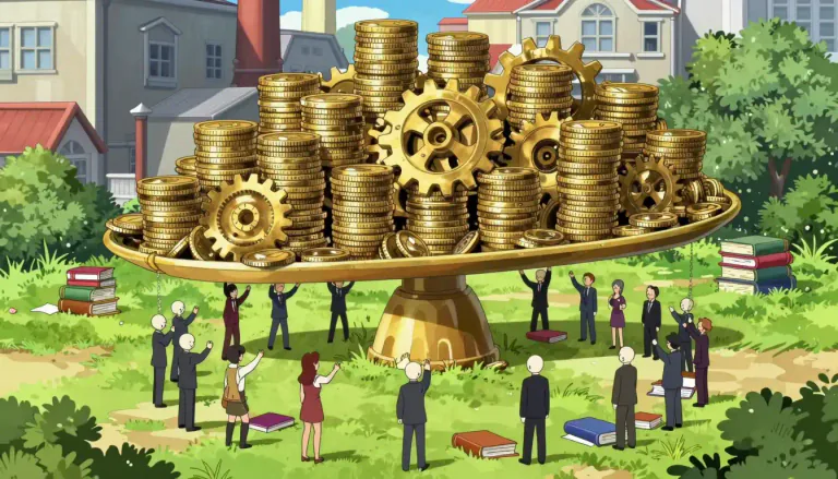 Visual representation of "economism" - A belief or ideology that prioritizes economic factors over other aspects of human life and society.