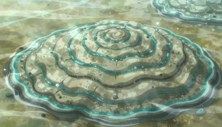 Visual representation of "stromatolite" - A type of layered sedimentary rock formed from the activities of microorganisms, especially cyanobacteria.