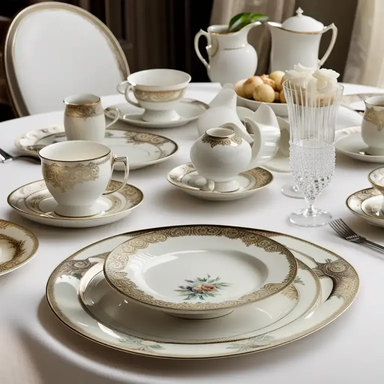 Visual representation of "china" - Plates, cups, saucers, etc., collectively.