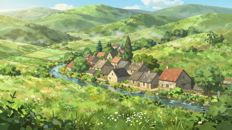 Visual representation of "arcadian" - Pleasant and peaceful, similar to the country or nature.