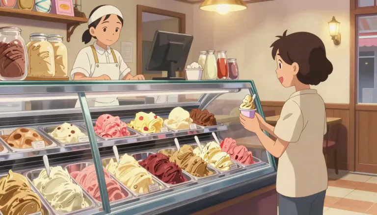 Visual representation of "gelateria" - A gelateria is an Italian shop that sells gelato, which is a smooth and rich type of ice cream.