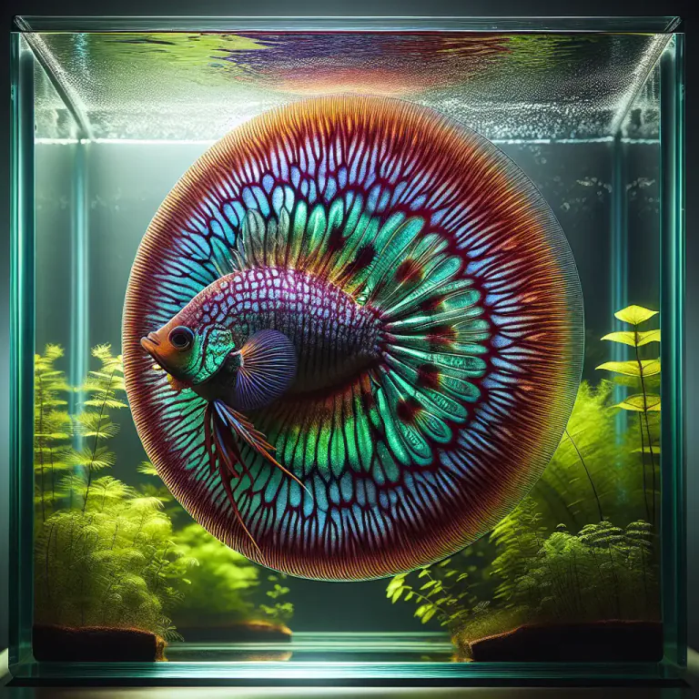 Visual representation of "discus" - A kind of fish that is disc-shaped and often kept in aquariums.