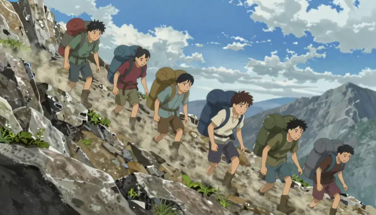 Visual representation of "trek" - A long, hard journey, often on foot.