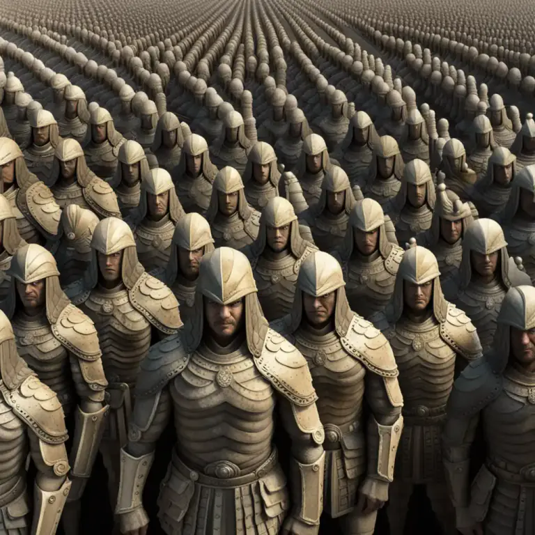 Visual representation of "serried" - Standing closely together, usually in large numbers, in a way that seems organized