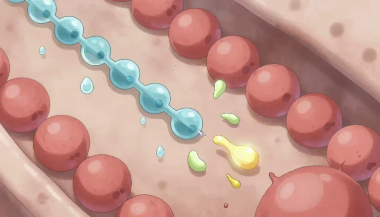 Visual representation of "hydrolysis" - A biochemical reaction where water is used to break chemical bonds, thus aiding in the digestion of food.
