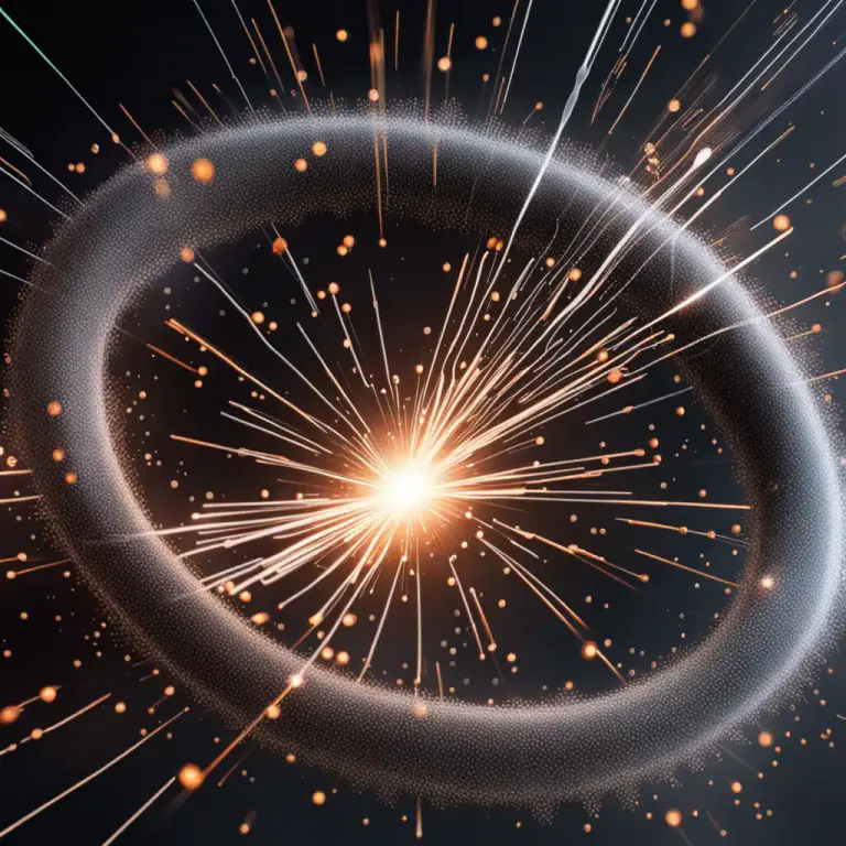 Visual representation of "collision" - Event of particles colliding and interacting