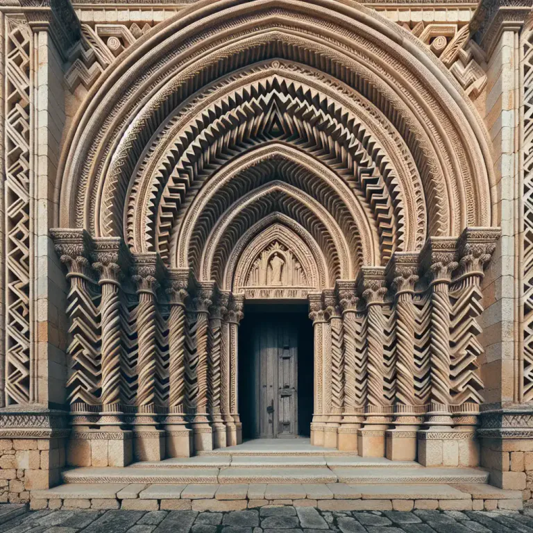 Visual representation of "chevron" - In architecture, a decorative moulding in the form of zigzags or a repeated V pattern.
