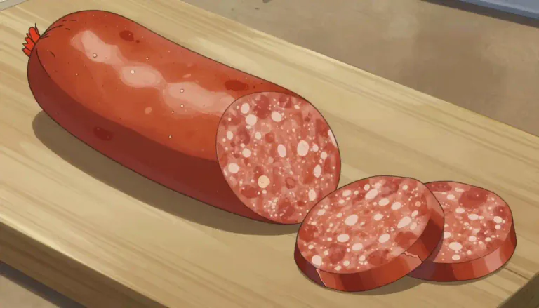 Visual representation of "pepperoni" - A type of sausage often used as a topping on pizza