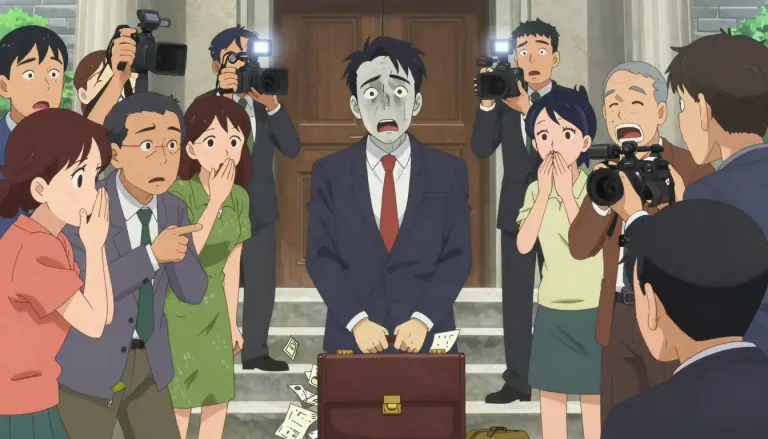 Visual representation of "scandal" - An action or event causing public shock or disapproval.
