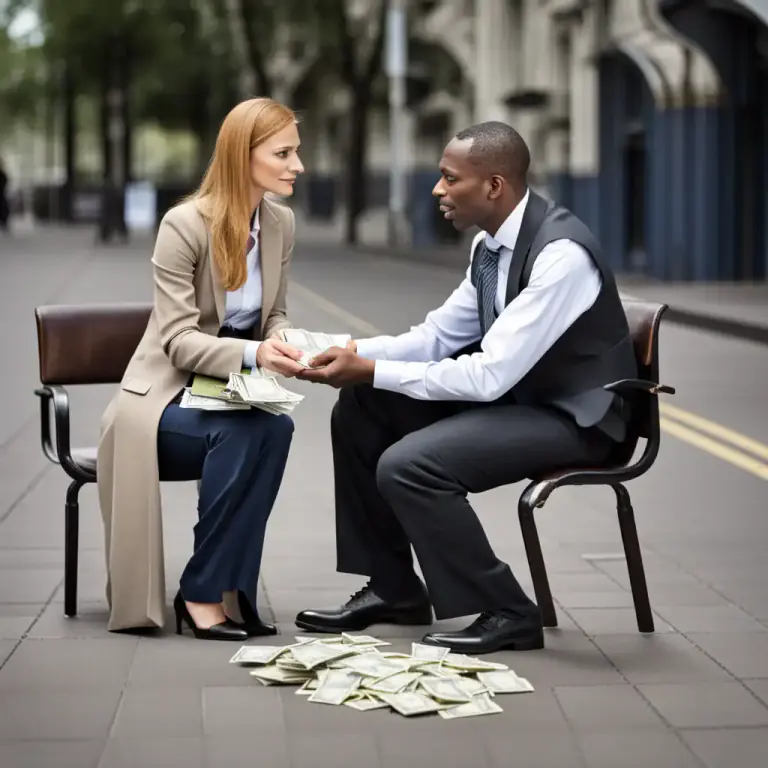 Visual representation of "handout" - Money or resources given to help someone, usually by the government or a charity, especially when they are considered too generous, inducing laziness or dependency.