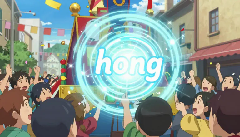 Visual representation of "hong" - A sound, often loud and resonant, that can be associated with a celebration or announcement.