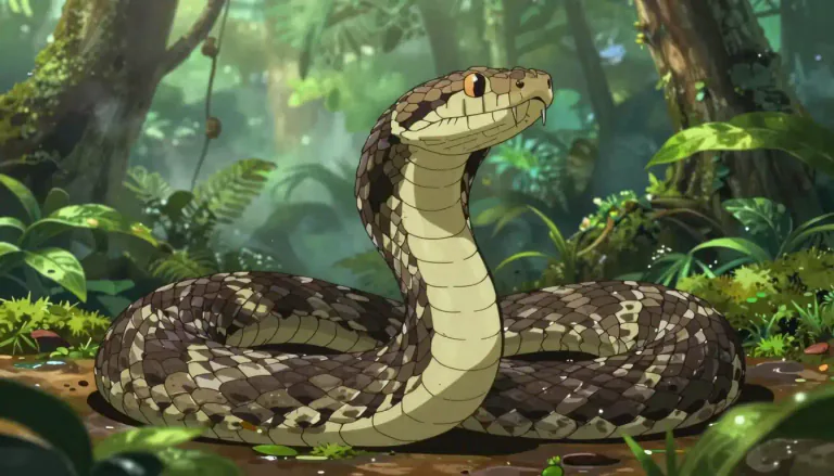 Visual representation of "bushmaster" - A large and highly venomous snake, known scientifically as Lachesis muta, found in tropical rainforests of Central and South America.