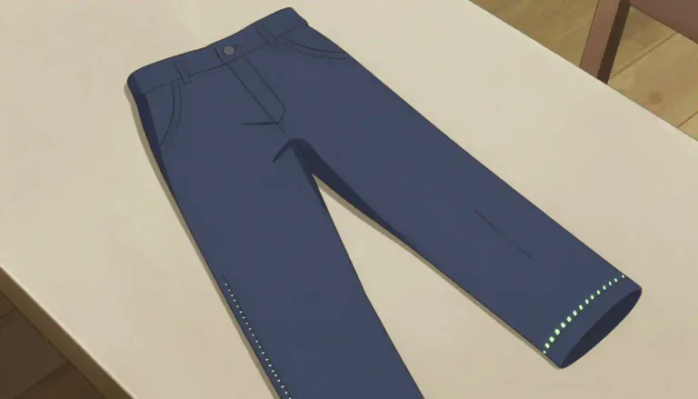 Visual representation of "inseam" - The line of a trouser leg that goes from the crotch to the bottom.