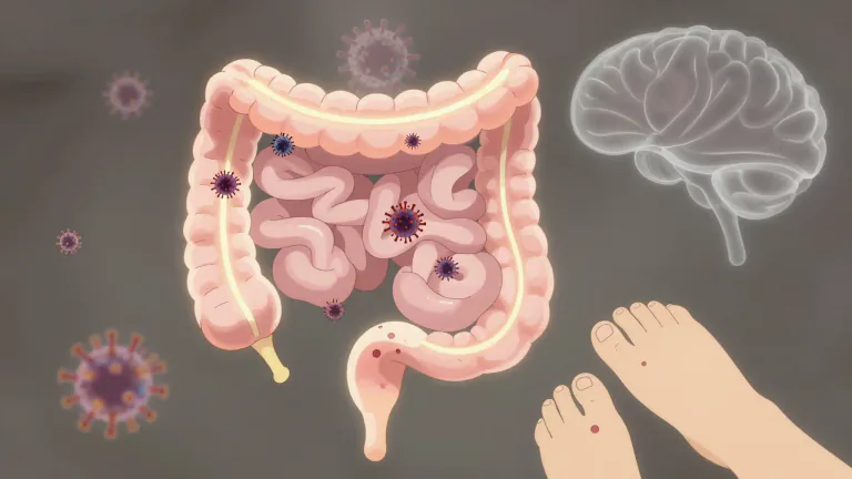 Visual representation of "enterovirus" - A type of virus that commonly infects the gastrointestinal tract and can cause illnesses such as hand, foot, and mouth disease and viral meningitis.