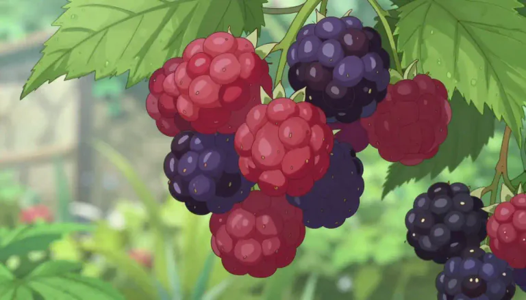 Visual representation of "loganberry" - A loganberry is a hybrid fruit resulting from a cross between a raspberry and a blackberry.