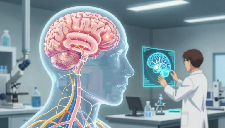 Visual representation of "neuroscientific" - Relating to the scientific study of the nervous system and the brain.