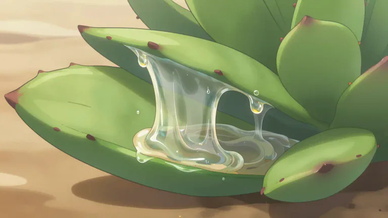 Visual representation of "mucilage" - A thick, sticky substance produced by certain plants or algae that helps in the absorption of water.