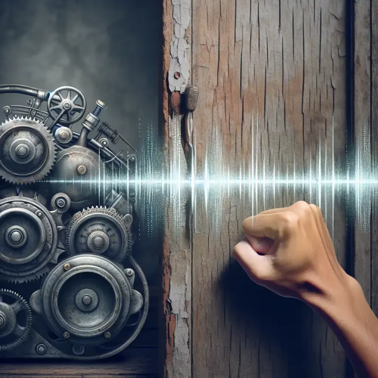 Visual representation of "knock" - To make a loud sound by hitting something