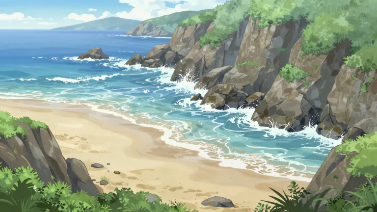 Visual representation of "seacoast" - The coastline adjacent to the sea or ocean.
