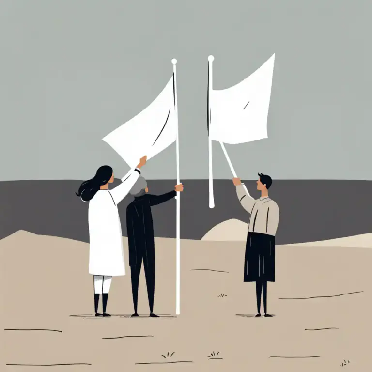 Visual representation of "compromise" - To settle a disagreement by each side agreeing to give up something they want.
