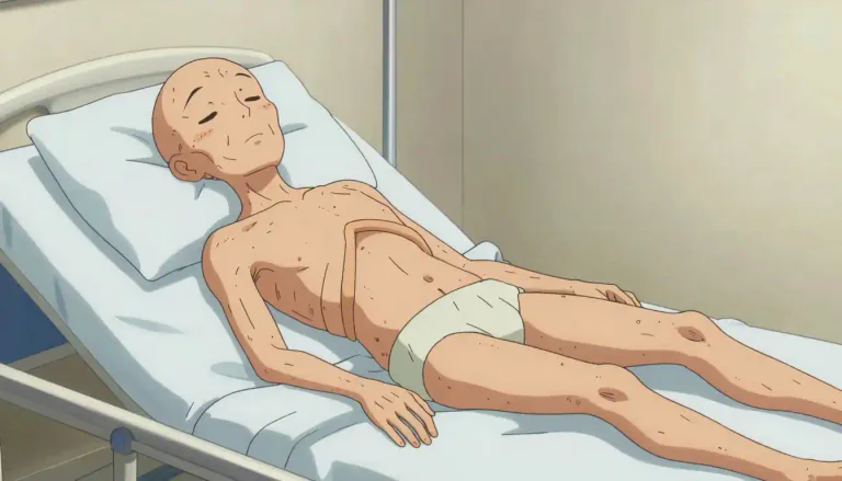 Visual representation of "cachexia" - A syndrome characterized by severe weight loss and muscle wasting due to chronic illness.
