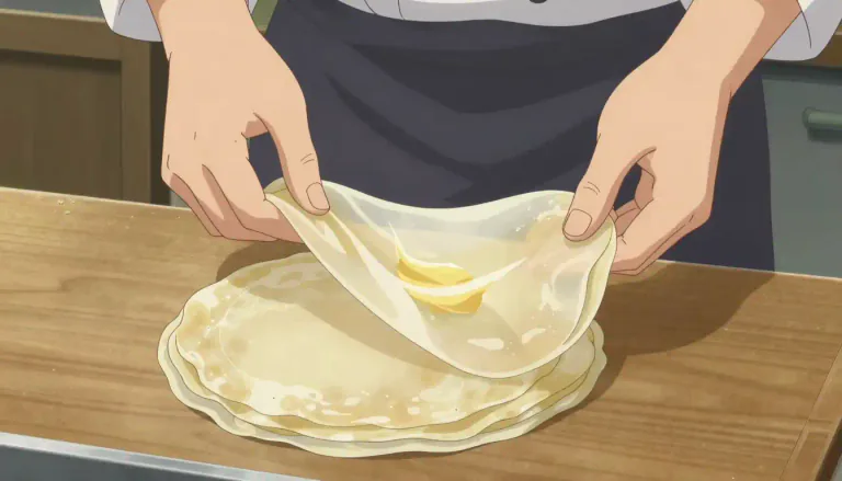 Visual representation of "phyllo" - A type of very thin pastry that is used in cooking, especially in Mediterranean dishes.
