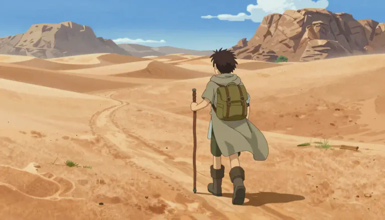 Visual representation of "wayfarer" - A person who travels on foot