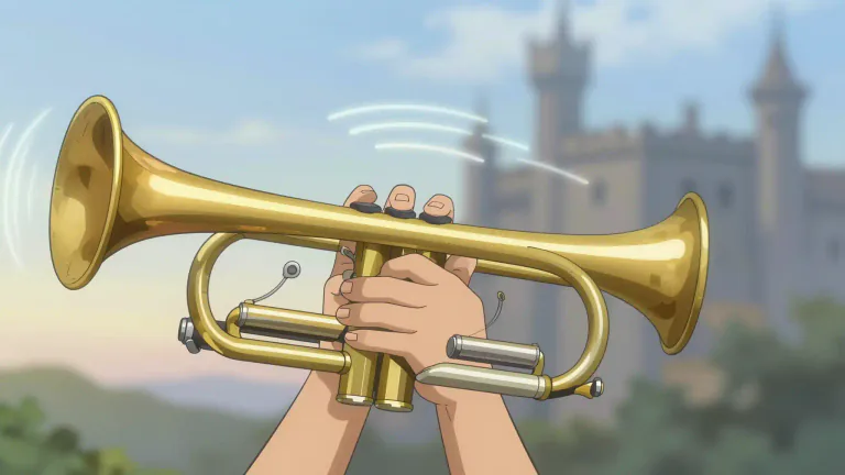 Visual representation of "clarion" - A clarion is a small, clear-sounding trumpet used historically to signal a call to action.