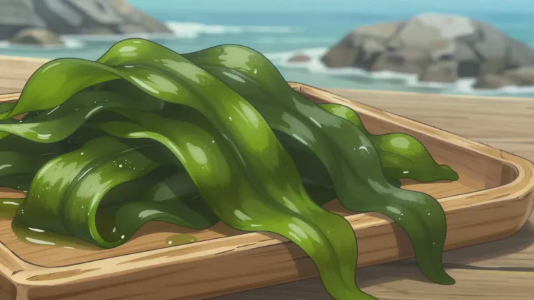Visual representation of "laver" - A type of edible seaweed, especially popular in Wales, often used in cooking.