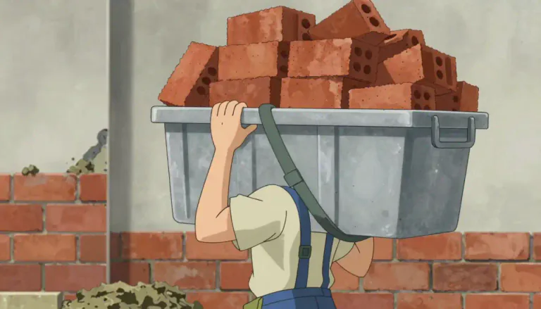 Visual representation of "hod" - A large container worn over a shoulder, often used in construction to carry bricks or mortar.