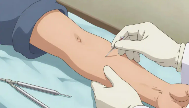 Visual representation of "percutaneous" - Performed through the skin, typically referring to medical procedures.
