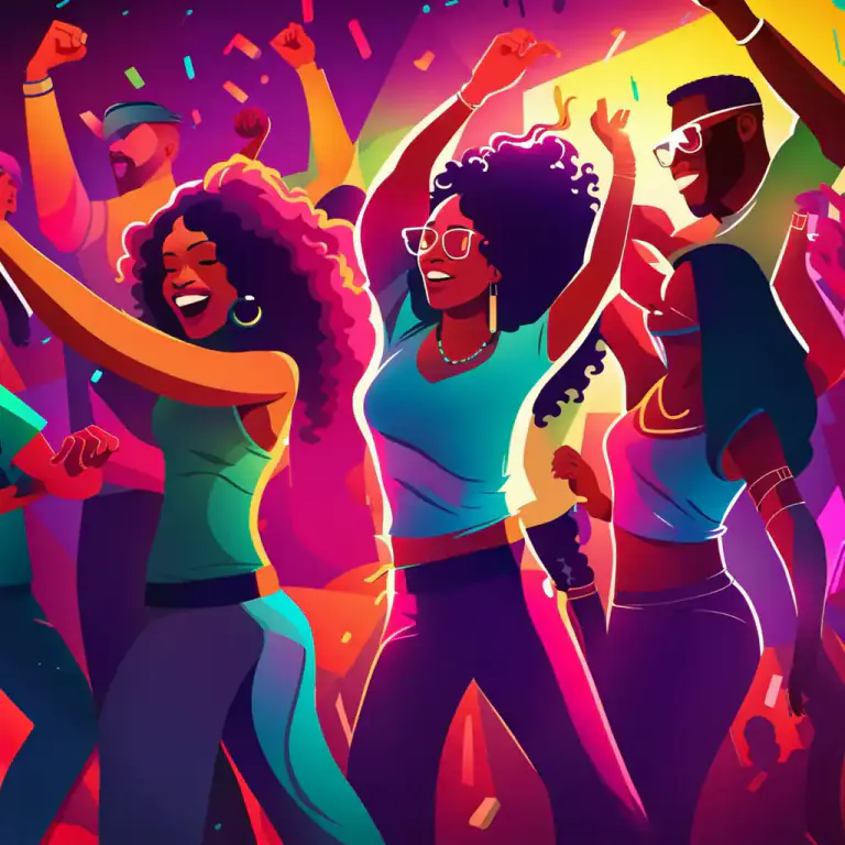 Visual representation of "get down" - To dance, especially in a enthusiastic or energetic manner